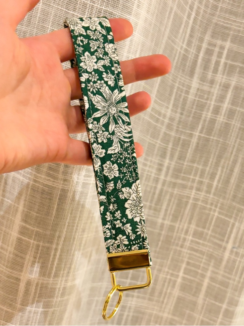 Handmade Floral Key Wristlet Strap - Green